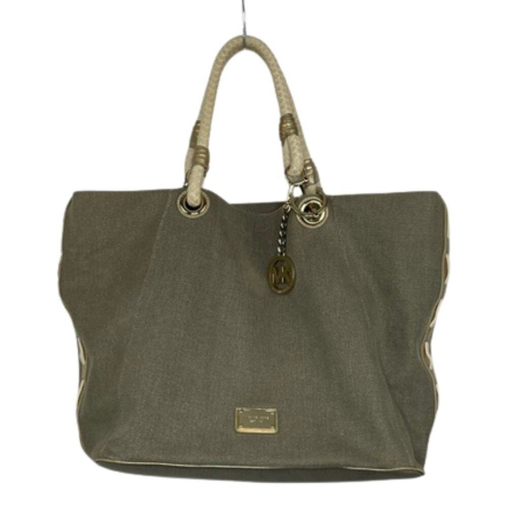Michael Michael Kors Marina Grab Anchor oversized canvas taupe gold tote handbag